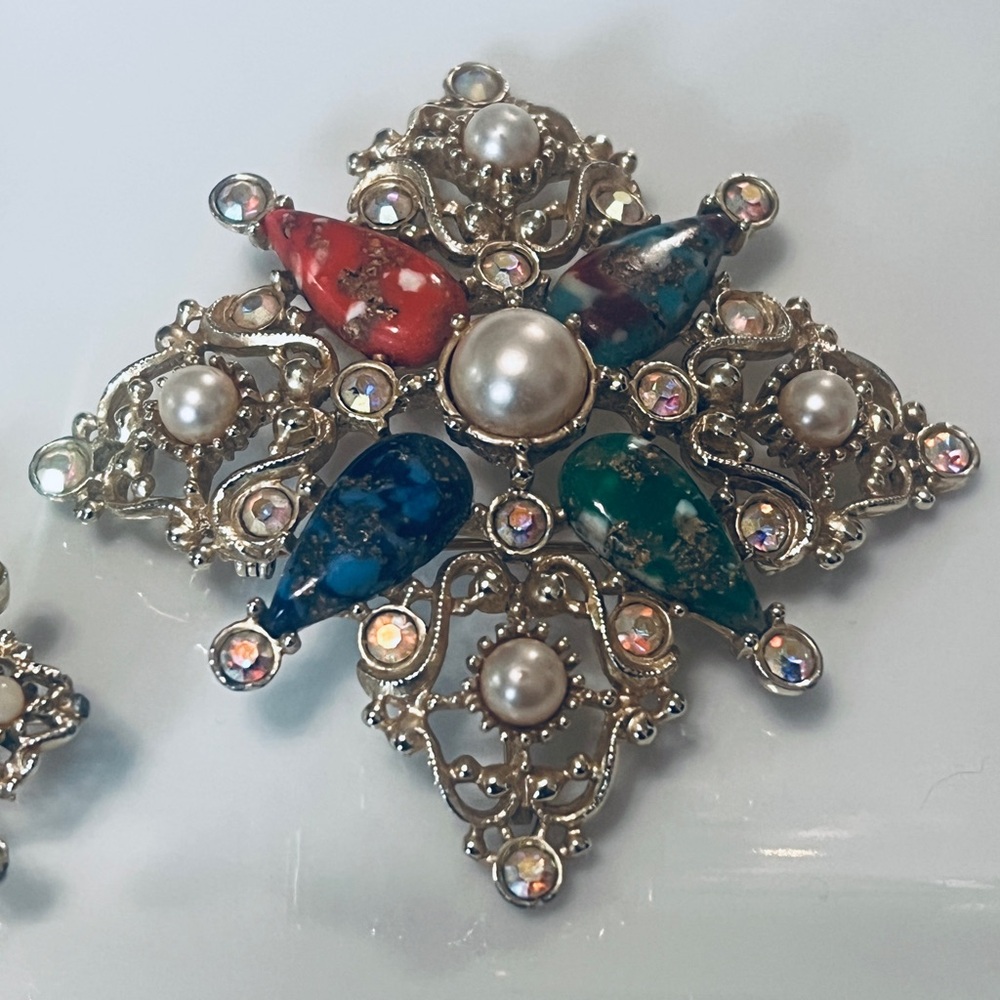 Vintage 60s Sarah Coventry Signed Galaxy Brooch and Earring set - Picture 2 of 8